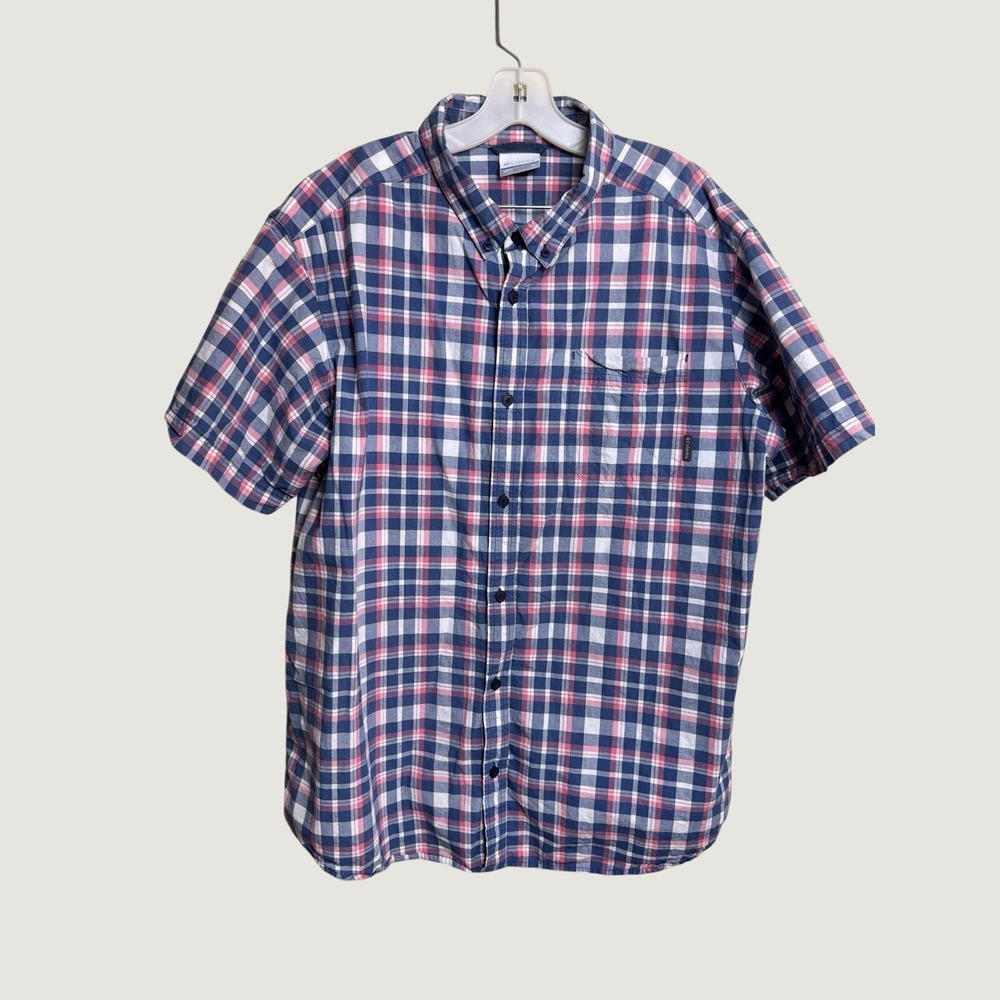 Columbia Plaid Short Sleeve Button Up Casual Hiking Outdoor‎ Gorpcore Shirt XL